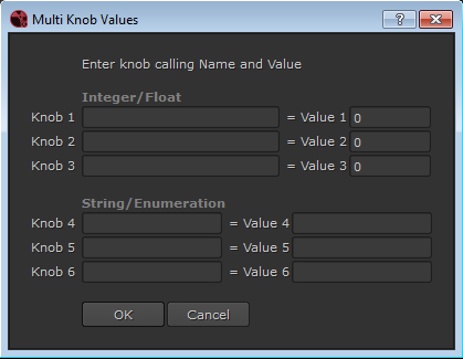 multi knob values panel