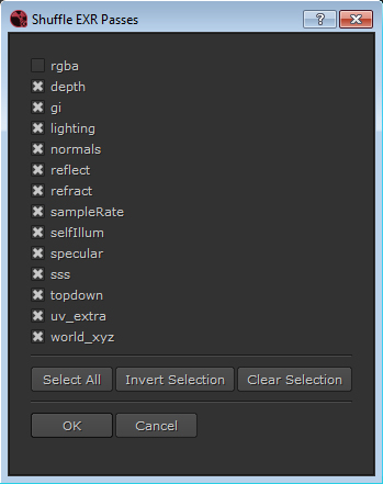 shuffle exr passes panel
