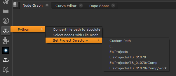 setProjDir toolbar